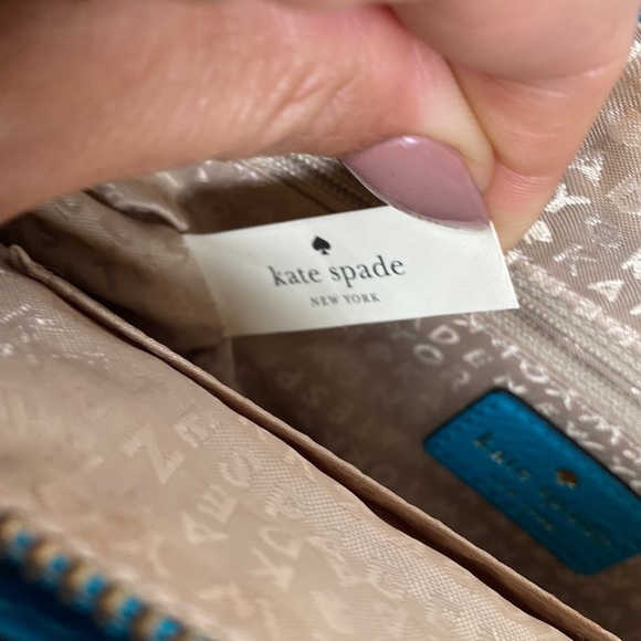 Kate Spade | Pebbled Leather Turquoise Cross Body Bag | 9 x 7 x 1.5 inches - Picture 6 of 11